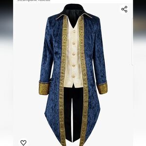 Crubelon Men's Steampunk Vintage Tailcoat Jacket Gothic Halloween Costume 2XL